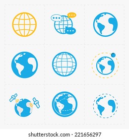 Earth vector icons set on white background.