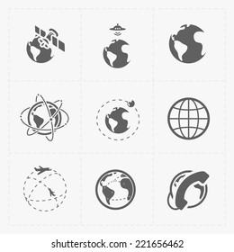 Earth vector icons set on white background.