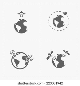 Earth vector icons set on white background.