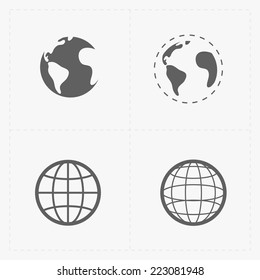 Earth vector icons set on white background.