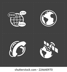 Earth vector icons set on dark background.
