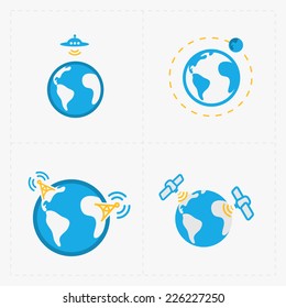 Earth vector icons set on white background.