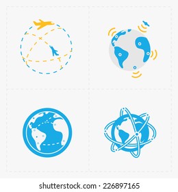 Earth vector icons set on white background.