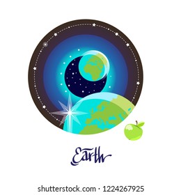 Earth. Vector illustration in flat style isolated on white background.