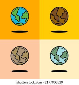 Earth vector illustration material with 4 different color models and backgrounds, very suitable for stickers, logos, symbols, icons