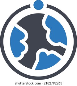 ilustración del vector de la Tierra sobre un fondo transparente. Símbolos de calidad premium. Iconos vectoriales de glifos para diseño de conceptos y gráficos.