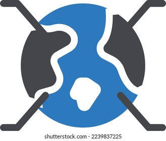 ilustración del vector de la Tierra sobre un fondo transparente. Símbolos de calidad superior. Iconos vectoriales de glifos para diseño de conceptos y gráficos.