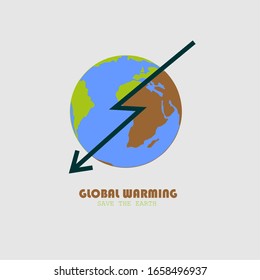 vector de tierra. imagen de la faz de la tierra como resultado del calentamiento global. una advertencia para salvar la tierra