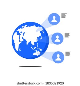 Earth vector image and several people icons