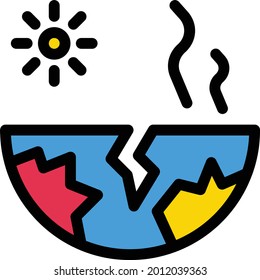 earth vector line colour icon