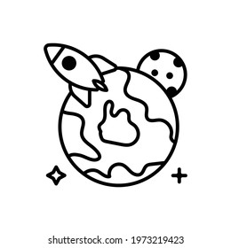 Earth vector outline icon. space symbol eps 10 file