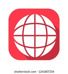 Earth vector red icon in modern flat style isolated. Symbol earth is good for your web design.