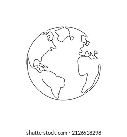 earth vector single continuous line drawing