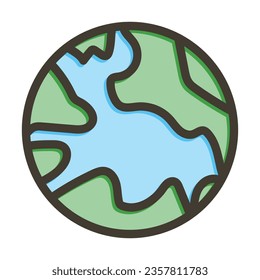 Earth Vector Thick Line Filled Colors Icon For Personal And Commercial Use.
