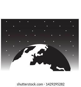 Earth view in space background icon. Earth image in space background vector illustration