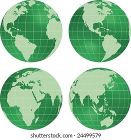 Earth views with globes at different angles.