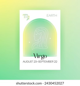 Tierra Virgo Zodiac. Ilustración vectorial de símbolo celestial. Astrología y predicción del futuro. Gradiente de signo del horóscopo.