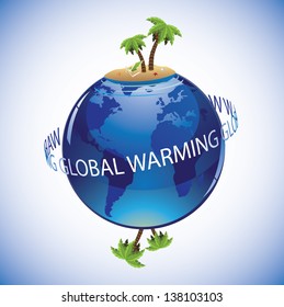 Earth with warm poles due to global warming. EPS 10 vector, grouped for easy editing. No open shapes or paths. Portions of this image supplied by NASA.