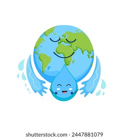 Earth and water cute characters.  Hand drawn vector. 