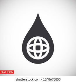 Earth water drop  icon. Vector  Eps 10 