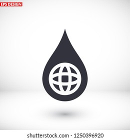 Earth water drop  icon. Vector  Eps 10 