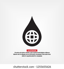 Earth water drop  icon. Vector  Eps 10 