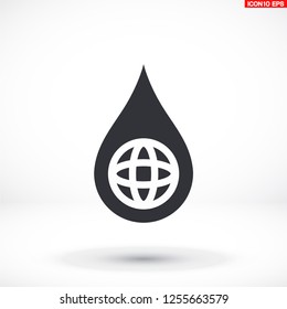 Earth water drop  icon. Vector  Eps 10 