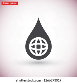 Earth water drop  icon. Vector  Eps 10 