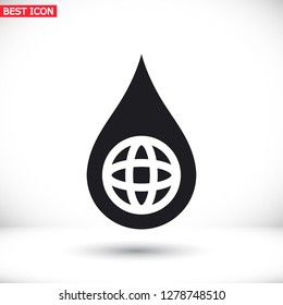 Earth water drop  icon. Vector  Eps 10 