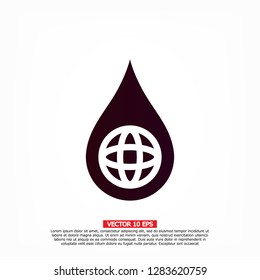 Earth water drop  icon. Vector  Eps 10 