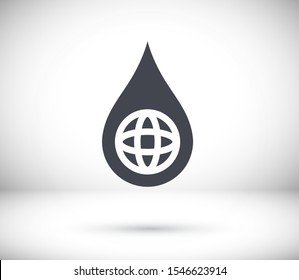 Earth water drop icon. Vector Eps 10 . Lorem Ipsum Flat Design