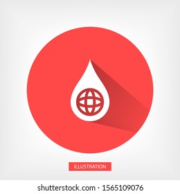 Earth water drop icon. Vector Eps 10 . Lorem Ipsum Flat Design