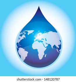 Earth water drop on water saving concept. - eps10 vector