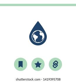 Earth water drop vector icon.