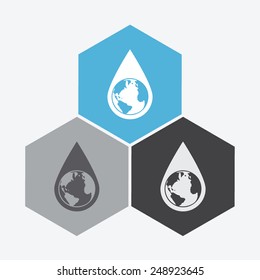 Earth water drop vector icon.