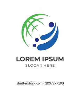 vector del logotipo del agua de la tierra con un estilo de color azul y verde plano