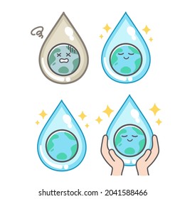 Earth water set 
Illustration about water pollution