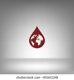 Earth in water-drop stock vector icon illustration