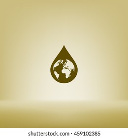 Earth in water-drop stock vector icon illustration