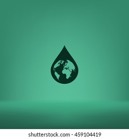 Earth in water-drop stock vector icon illustration