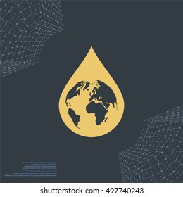 Earth in water-drop stock vector icon illustration