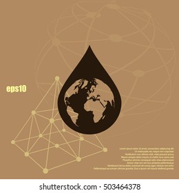 Earth in water-drop stock vector icon illustration