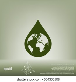 Earth in water-drop stock vector icon illustration