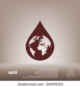 Earth in water-drop stock vector icon illustration