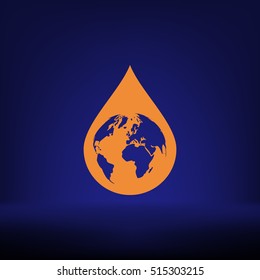 Earth in water-drop stock vector icon illustration