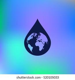 Earth in water-drop stock vector icon illustration