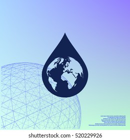 Earth in water-drop stock vector icon illustration