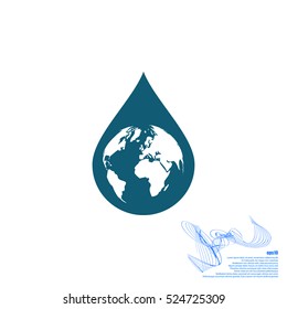 Earth in water-drop stock vector icon illustration
