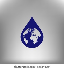 Earth in water-drop stock vector icon illustration