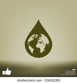 Earth in water-drop stock vector icon illustration